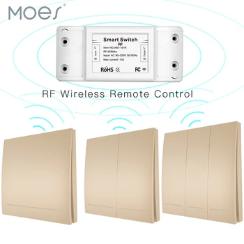 

433Mhz Wireless Smart Switch RF Remote Control Receiver Push Button Controller Wall Panel Transmitter,2 way/3 way Multi-Control