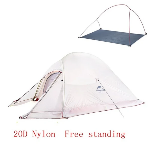 Naturehike Cloud Up 2 Сверхлегкая палатка для походов на открытом воздухе 20D/210T тканевые палатки для кемпинга для 2 человек с бесплатным ковриком NH17T001-T - Цвет: 20D Gray with skirt