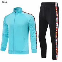 Женские и мужские куртки для бега, брюки, набор, молодежный футбольный костюм, свитер для бега, спортивный комплект, длинный футбольный тренировочный костюм, командная форма