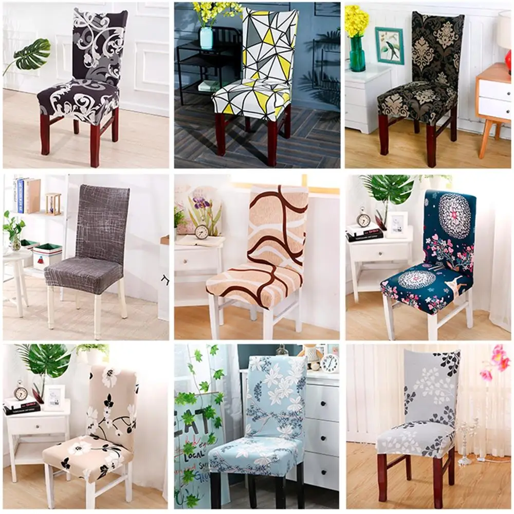 

Spandex Elastic Printing Dining Chair Slipcover Modern Removable Anti-dirty Kitchen Seat Case Stretch Chair Cover for Banquet