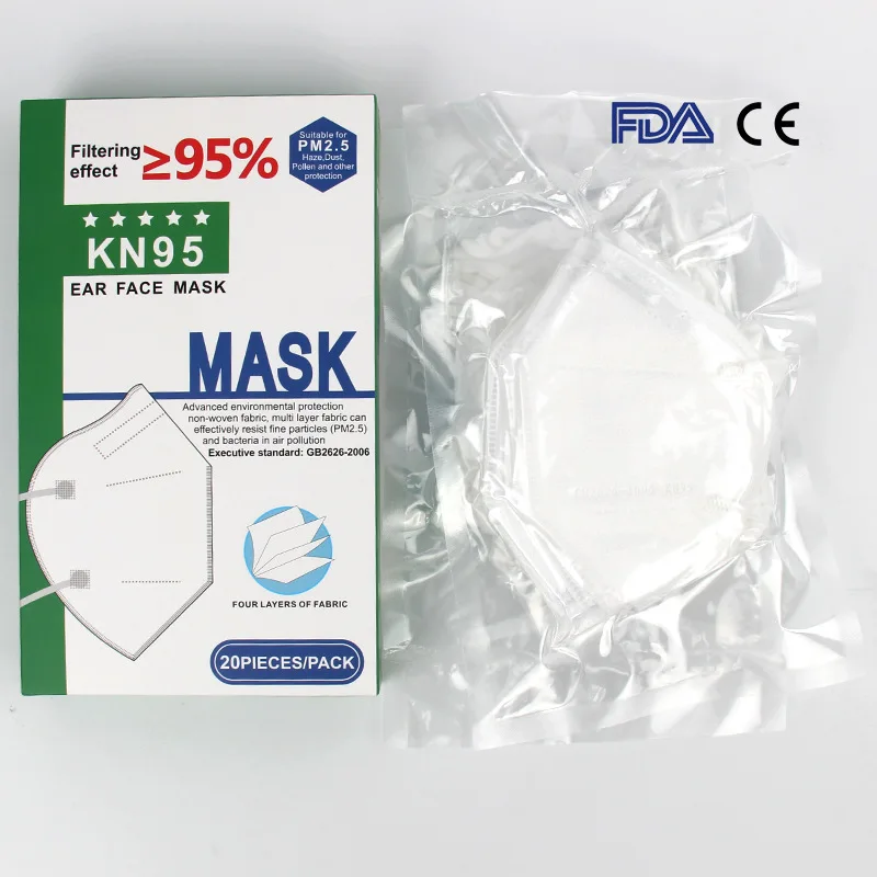

20pcs 1box PM2.5 KN95 Mask Anti Non-oily Particles Anti-Dust Powder Anti-Pollution Face Mouth Cover Respirator