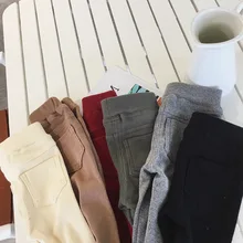 Детские осенние обтягивающие эластичные узкие брюки в Корейском стиле для маленьких девочек детские узкие длинные штаны