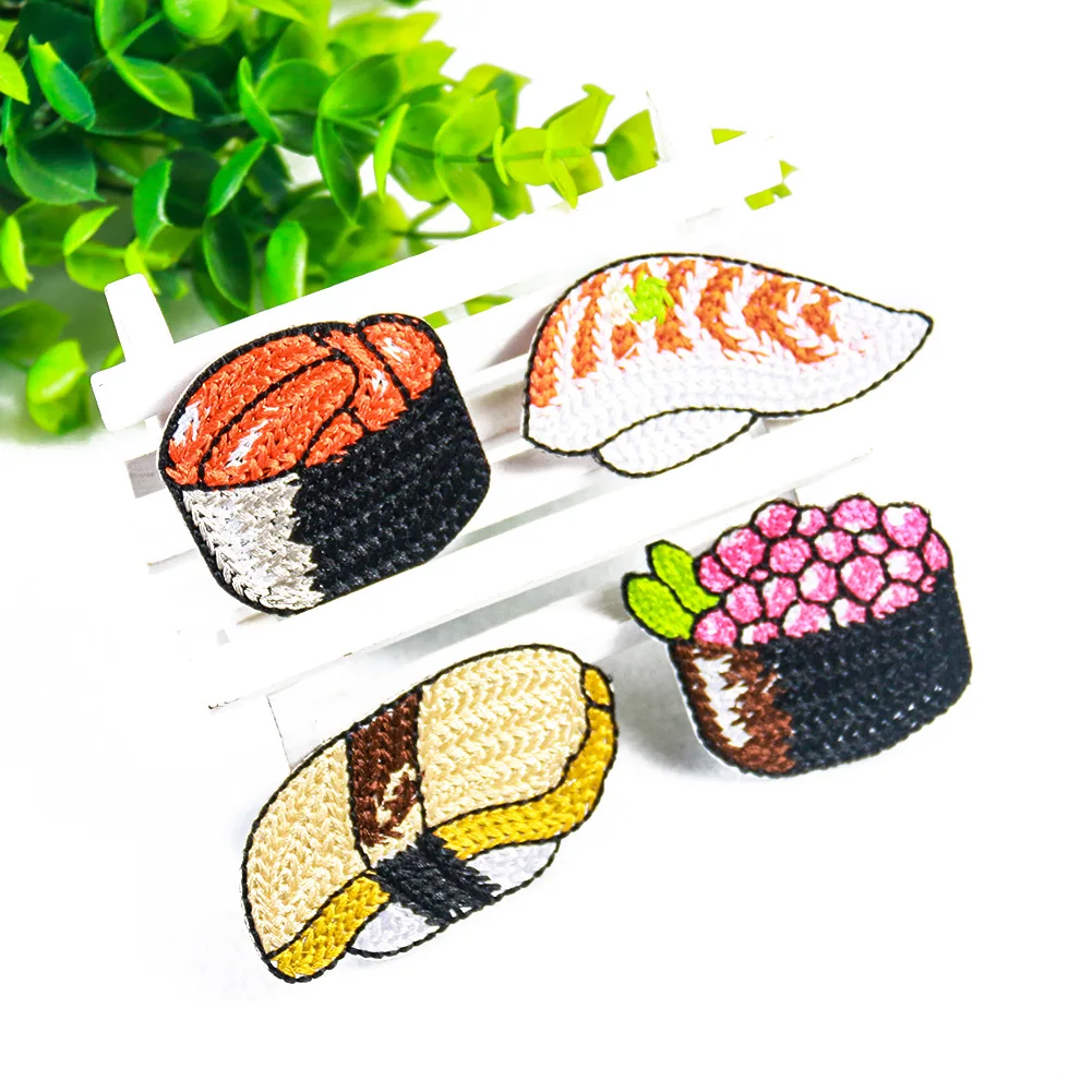 New Japanese Food Sushi Patches Iron On Cheap Embroidery Patch Applique Parches Ropa For Clothing Stripes Stickers DIY | Дом и сад
