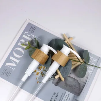

wooden bottle caps lotion pump with real bamboo cap 20/410