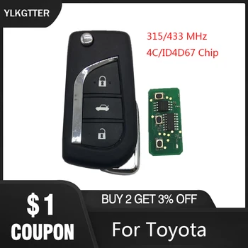

YLKGTTER 3 Button Flip Smart Remote key for Toyota Aygo Corolla Yaris Camry Verso with 315/433 MHz 4D67 ID67 transponder Chip