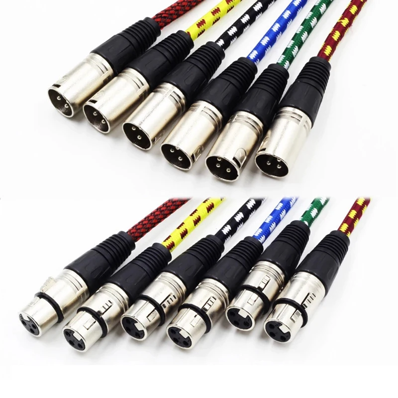 

XLR Cable Male To Female M/F 3Pin OFC Audio Cable Foil+Braided Shielded For Microphone Mixer Amplifier 1m 2m 3m 5m 10m