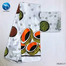 LIULANZHI Африканский Шелковый воск ткани оптом принты атласная ткань с шифоновой ткани 4+ 2 ярдов для платья ML8X131-ML8X144