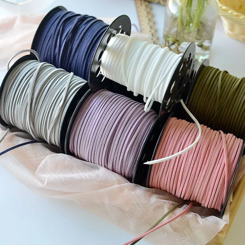 30m Deerskin Double-faced Suede Skirt String Woven Necklace Rope Leather Rope Clothing materials 0.3cm