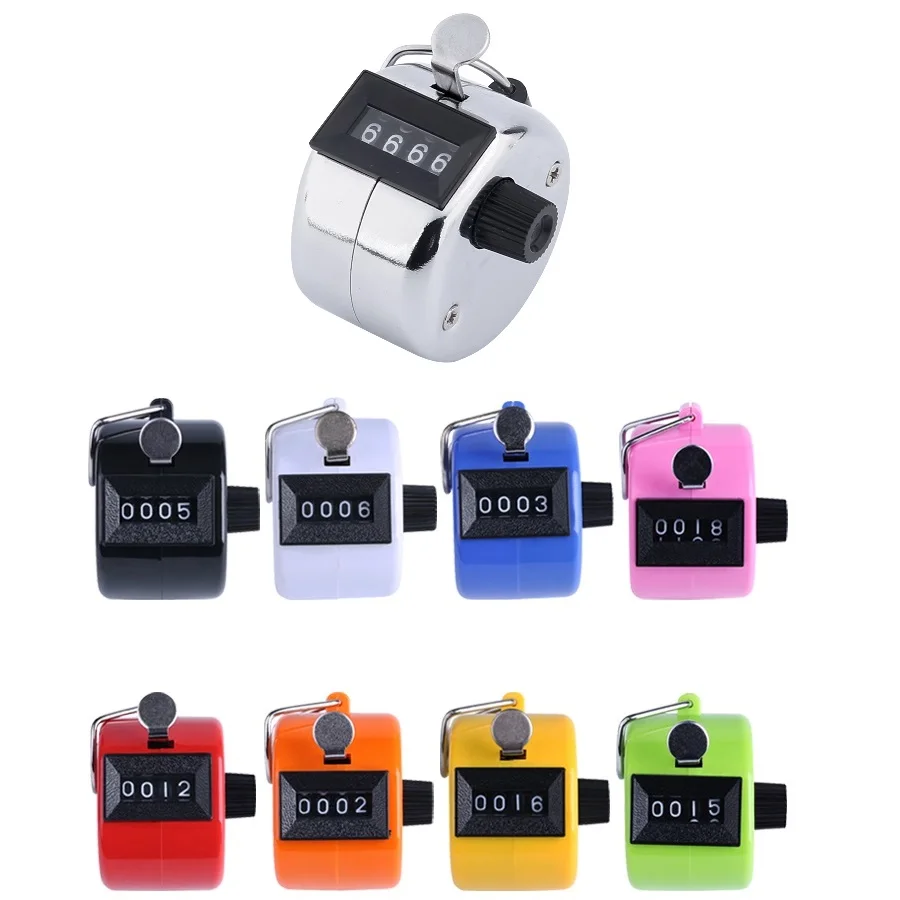 

Mini Hand Mechanical Counter, Silver Metal ring / Color Plastic, Manual Counter for Tally Tasbih Pedometer Frequency F5501
