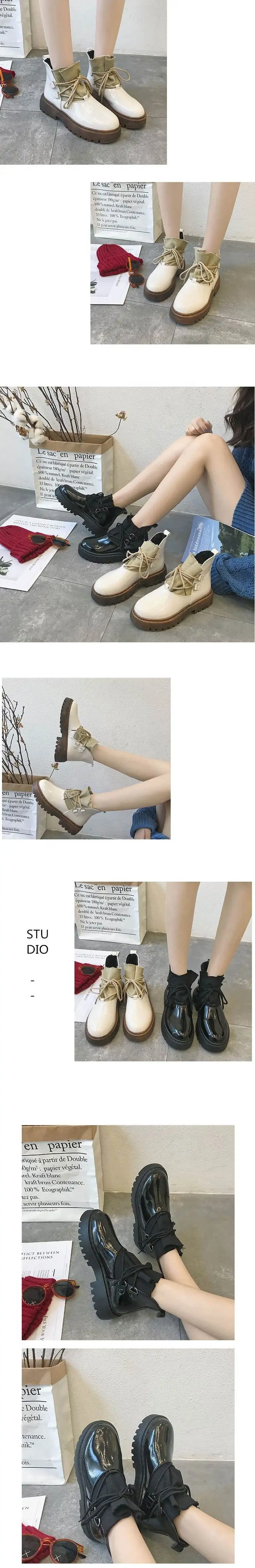 Winter Women ankle Martin boots women Casual lace-up mid heels platform Round Toe Comfort warm snow boots women shoes mujer X830