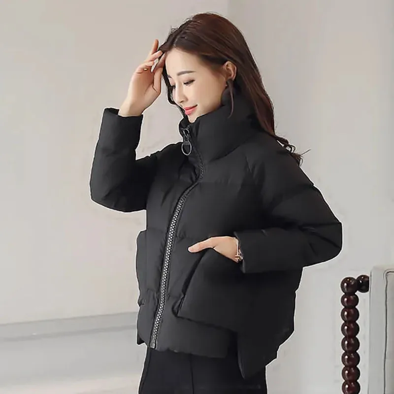 

1pcs Women's plus size short padded coats 2020 Winter cotton-padded clothes zipper turtleneck parkas ladies Skinny Bread jackets