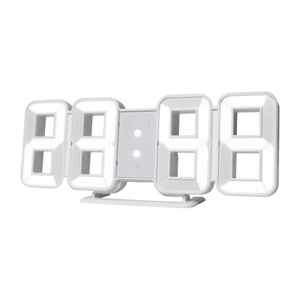 3D цифровые настенные часы светодиодный термометр с датой большого времени современный дизайн часы будильники домашний декор - Цвет: Белый