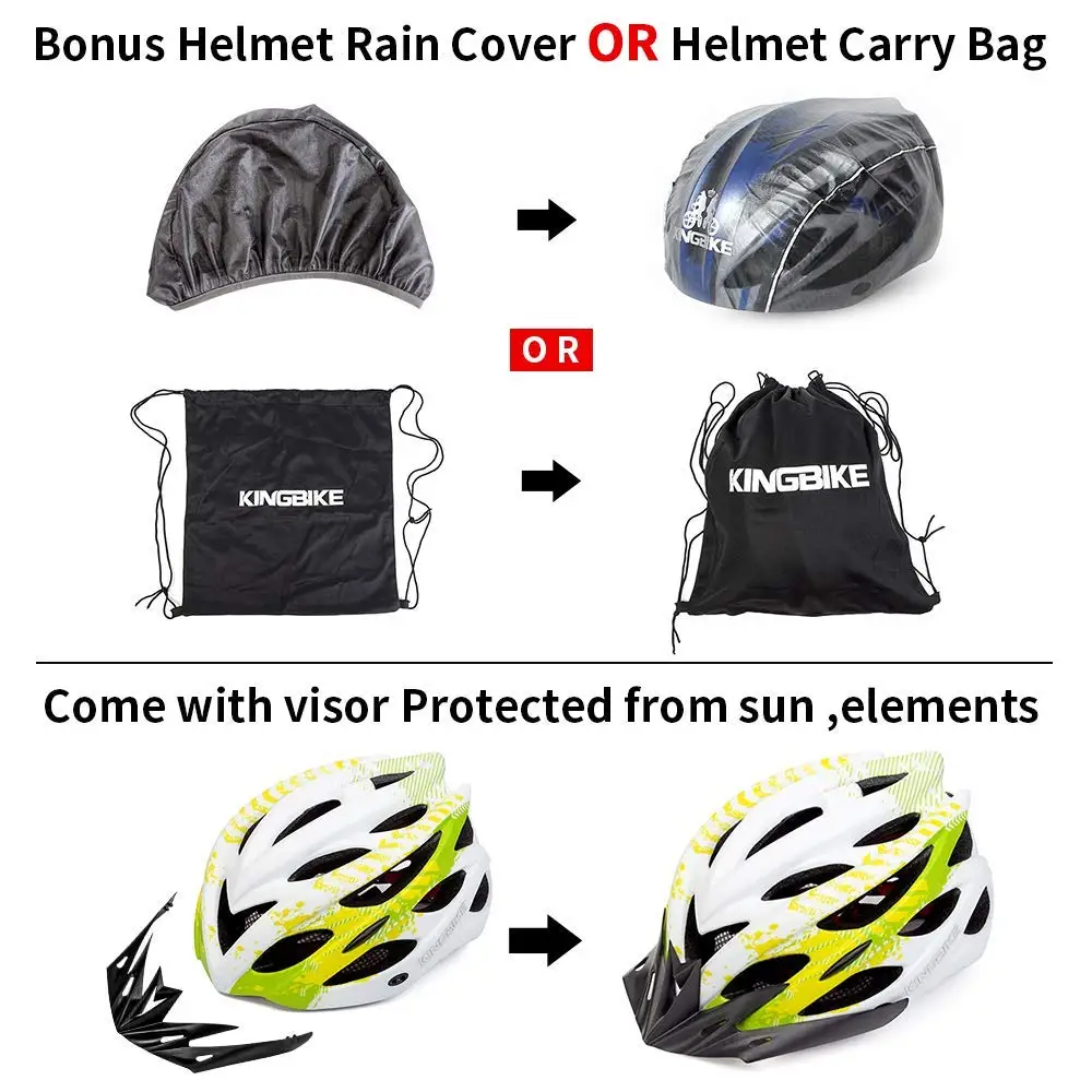 KINGBIKE Green Bike Cycling Helmet Ultralight Bicycle Helmet CPSC&Ce Detachable Visor MTB Bicycle Casco Ciclismo Cycling Helmet