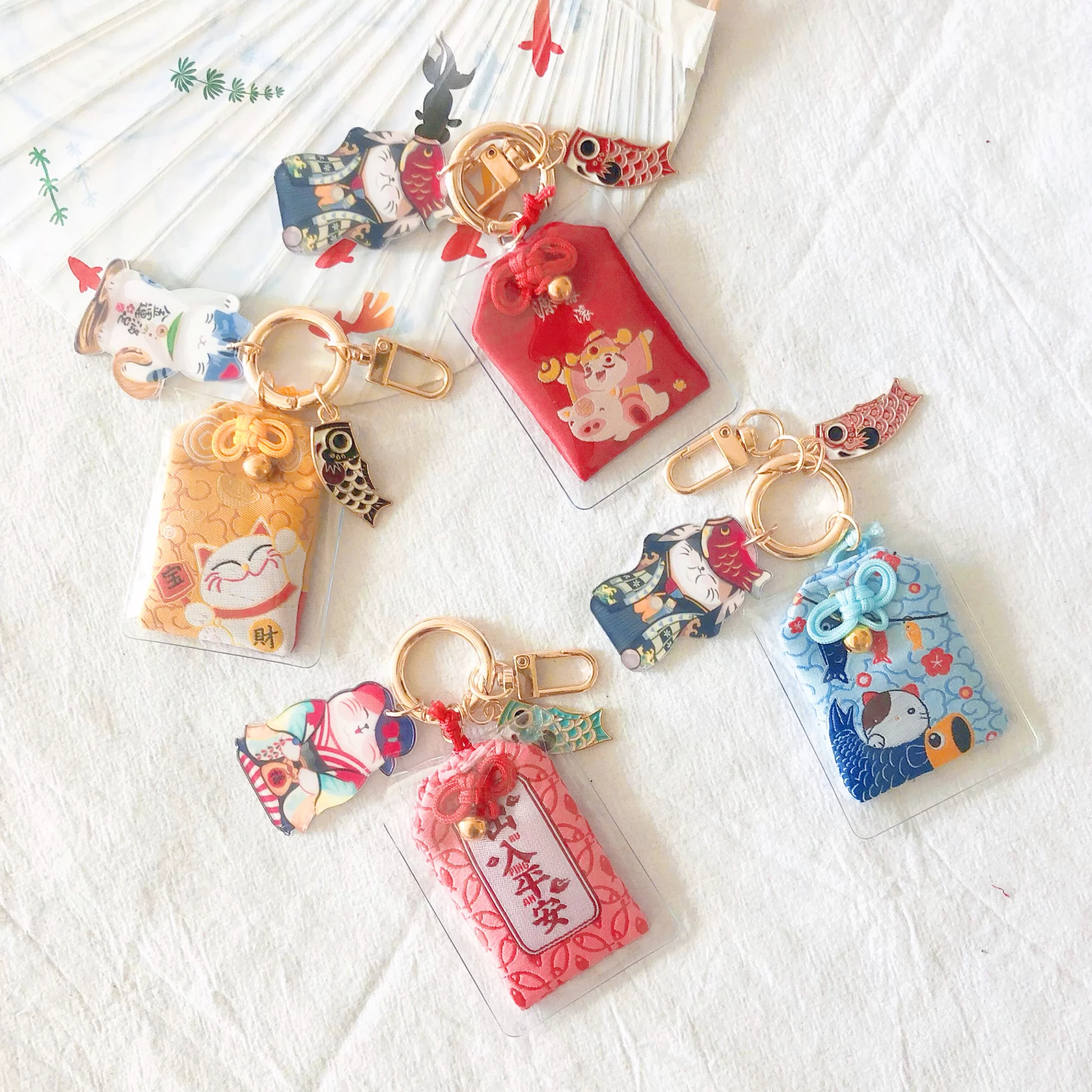 Omamori Ночная Сова Манеки Неко развеивает удачу брелок для ключей помпон парный