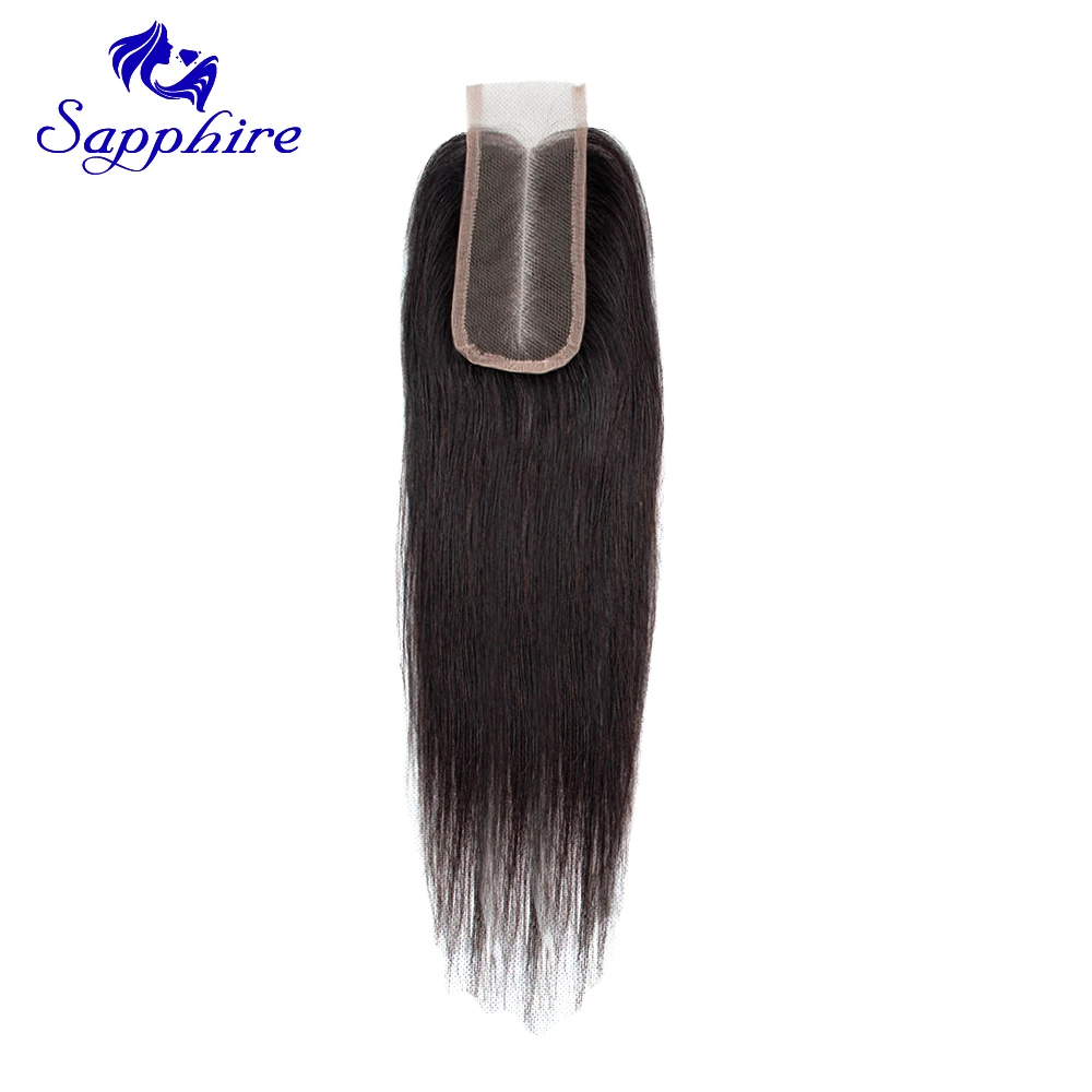 Sapphire-extensiones de pelo humano con encaje de 2x4, accesorio capilar liso con nudos blanqueados, Color Natural, de 8 a 20 pulgadas, 2 #4 # 99J, 2x4