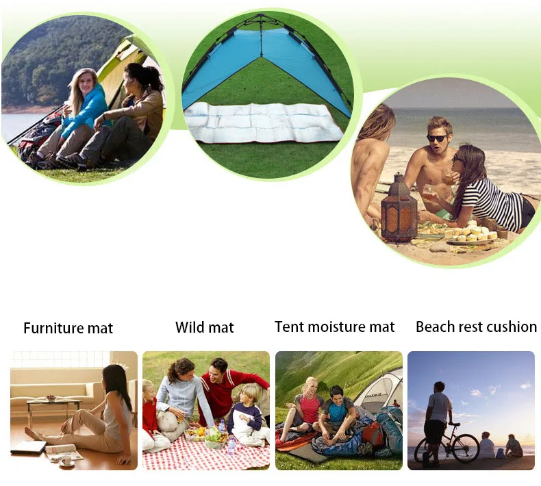 Camping Hiking Sleeping Mat Grass Blanket Picnic Cushion Awning Tent Pad Outdoor Double-Sided Aluminum Film Moisture-Proof Pad