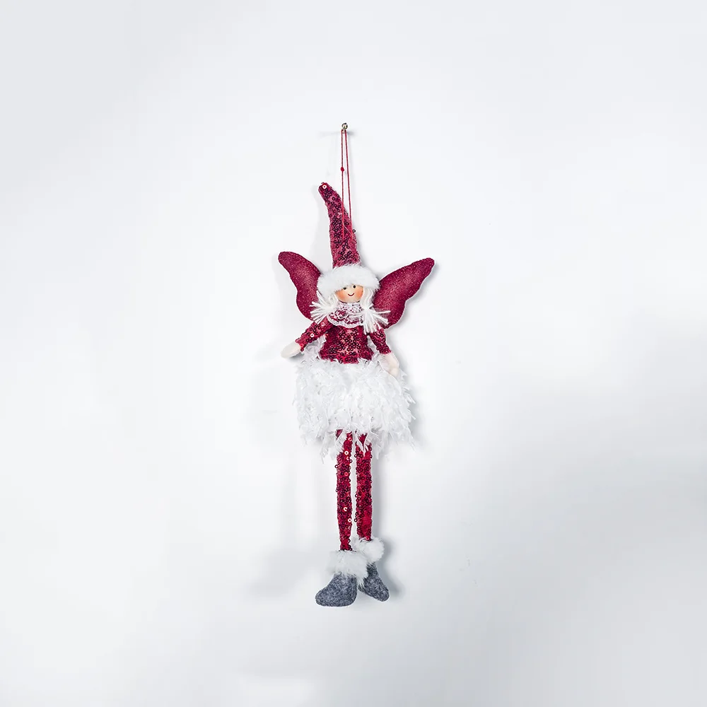 Блёстки перо Ангел девочка куклы рождественские игрушки декоративный, плюшевый Кукла Елочная игрушка в виде елочки кулон стол орнамент Рождественский подарок - Цвет: Red S