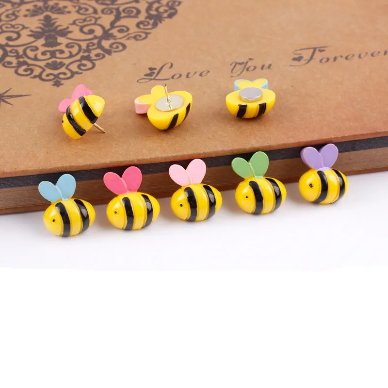 5pcs Cartoon Cute Thumbtack Decorative Pushpin Animal Bees Shape Thumb Tack Wall Pins Creative DIY Office Pushpins Accessories