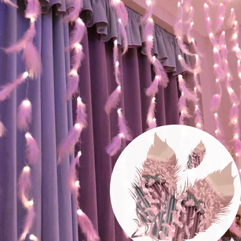 

Led Feather String Lights Decoration Fairy String Light AA Battery Powered Remote Control Decor Bedroom Living Room Curtain