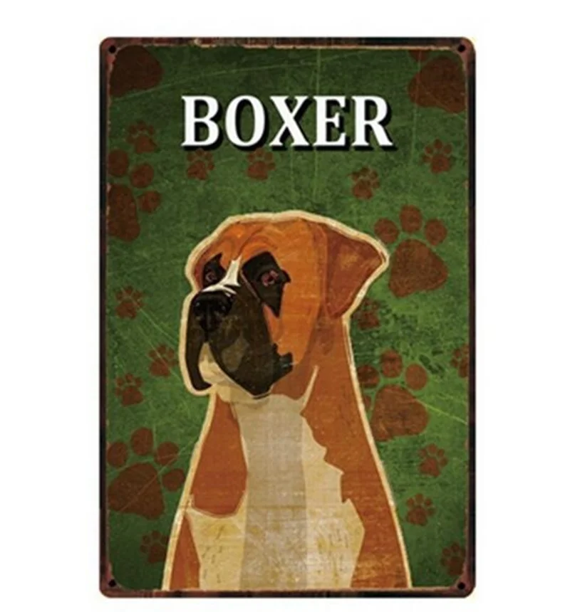 Мопс металлический знак Оловянная собака питбуль бык собака большой датчанин плакат с боксером домашний Декор Бар настенная живопись 20*30 см размер картины - Цвет: 61