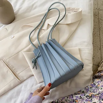 

Female Casual Pu Leather Crossbody Bags For Women 2020 Pleated Shoulder Messenger Bag Ladies Hand Sling Luxury Handbags Designer