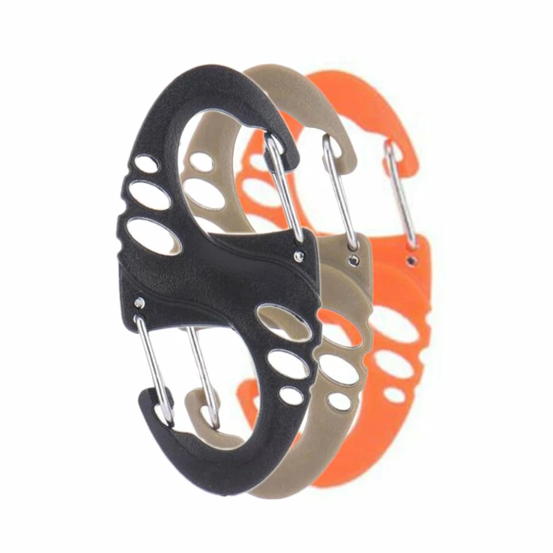 

10pcs Plastic Steel Hollow S-shaped Buckle Backpack Hanging Carabiner Keychain Outdoor Tool