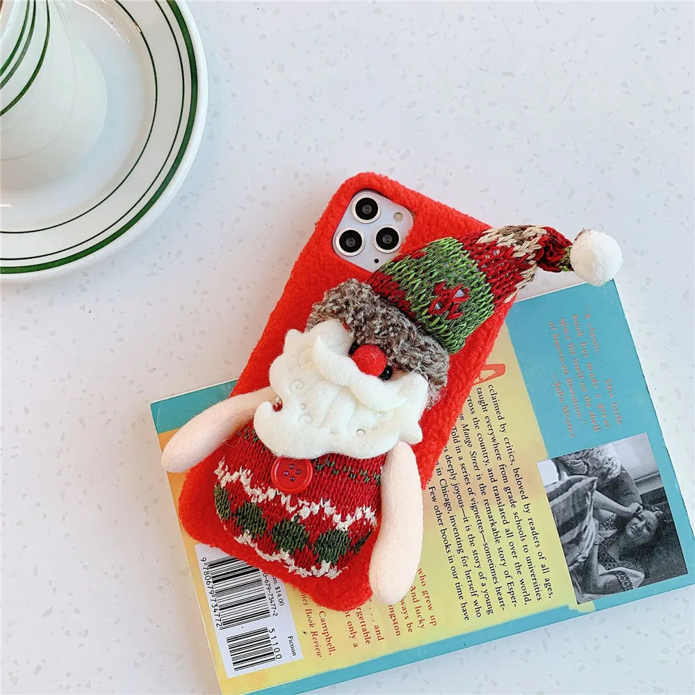 Green Santa Для iPhone 11 Pro MAX Рождество Санта Плюшевая Кукла мобильный телефон оболочка для iPhone XS MAX XR 7Plus 8Plus подарок на год чехол - Цвет: Green Santa