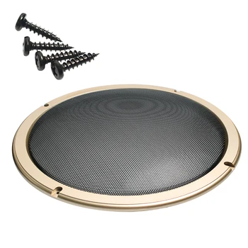 

2PCS 5/6.5/8/10 inch Gold Speaker Net Cover High-grade Speaker Decorative Metal Mesh Enclosure Plastic Frame Circle