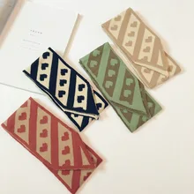 Корейский модный вязаный зимний плотный теплый шарф, детский снуд, винтажный воротник, милый детский шарф с принтом в форме сердец, Детская уличная одежда