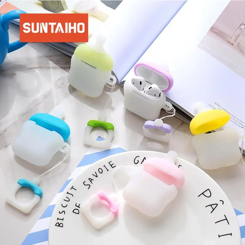 Suntaiho ТПУ силиконовый наушник чехол для AirPods защитный милый мультфильм