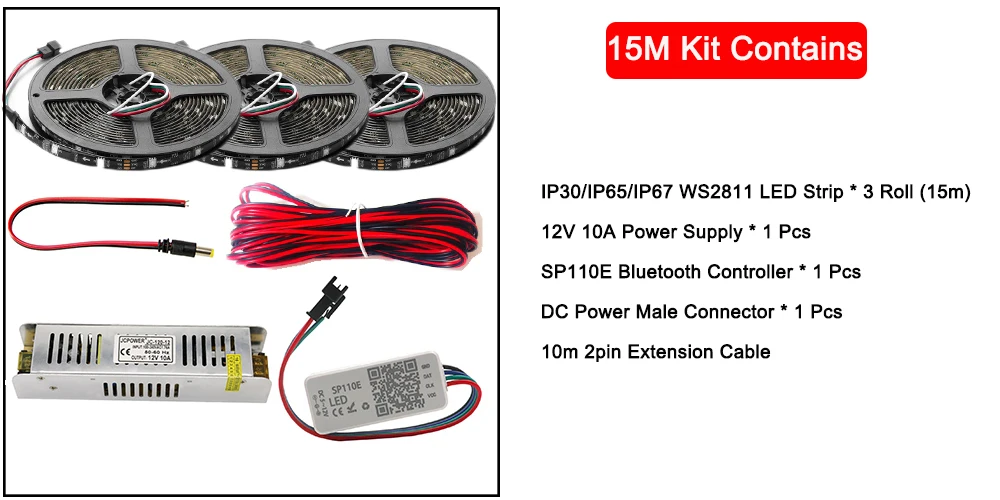 WS2811 Dream цветная светодиодная лента SP110E Bluetooth светодиодный светильник для чеканки с приложением 5050 RGB меняющий цвет светильник 12 В мощность 5-20 м комплект