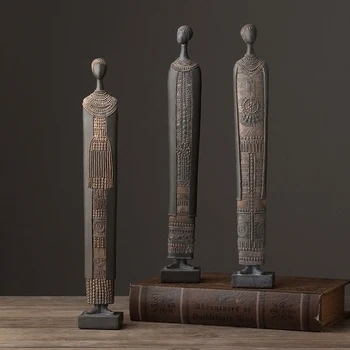 

American Country Retro African Character Statue People Art Sculpture Creative Resin Craft Desktop Decorations for Home R3417