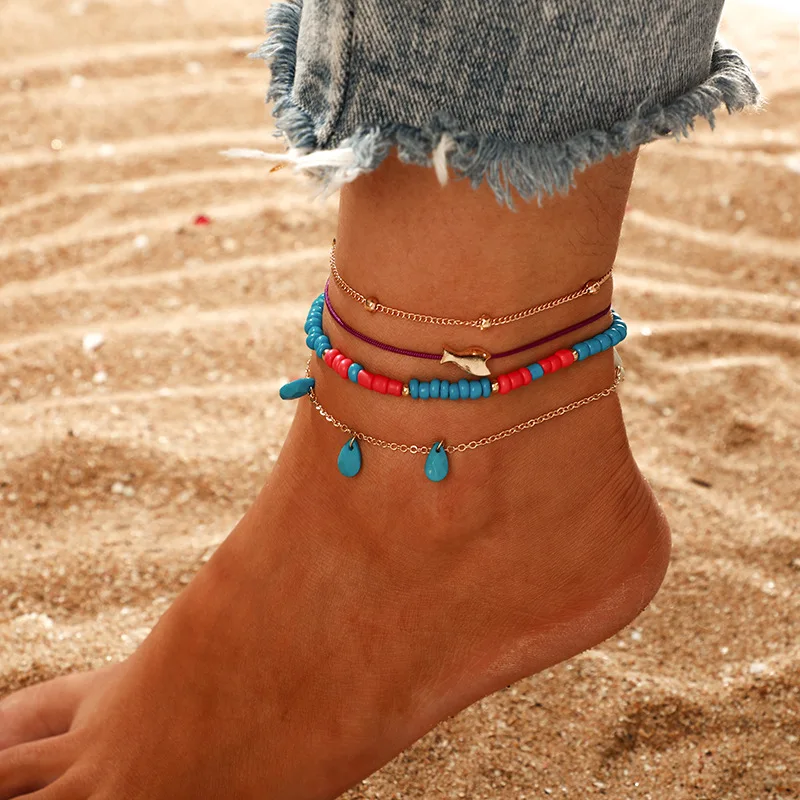 Layered Bead Gold Shell Pendant Chain Ankle Bracelet On Leg Foot Jewelry Boho Charm Anklets for Women Accessories Mujer Layered Bead Gold Shell Pendant Chain Ankle Bracelet On Leg Foot Jewelry Boho Charm Anklets for Women Accessories Mujer