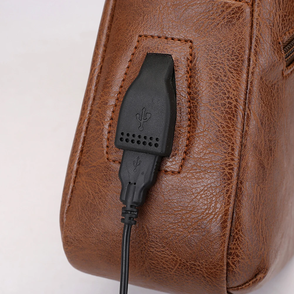 Сумка через плечо с USB портом, с отверстием для наушников 4/5000, рождественский подарок, Мужская одноцветная сумка через плечо