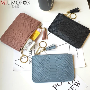 

Genuine Leather Women Small Wallet Mini Purse Fashion Serpentine Pattern Change Purse Girls Purses Key Chains Zipper Coin Wallet