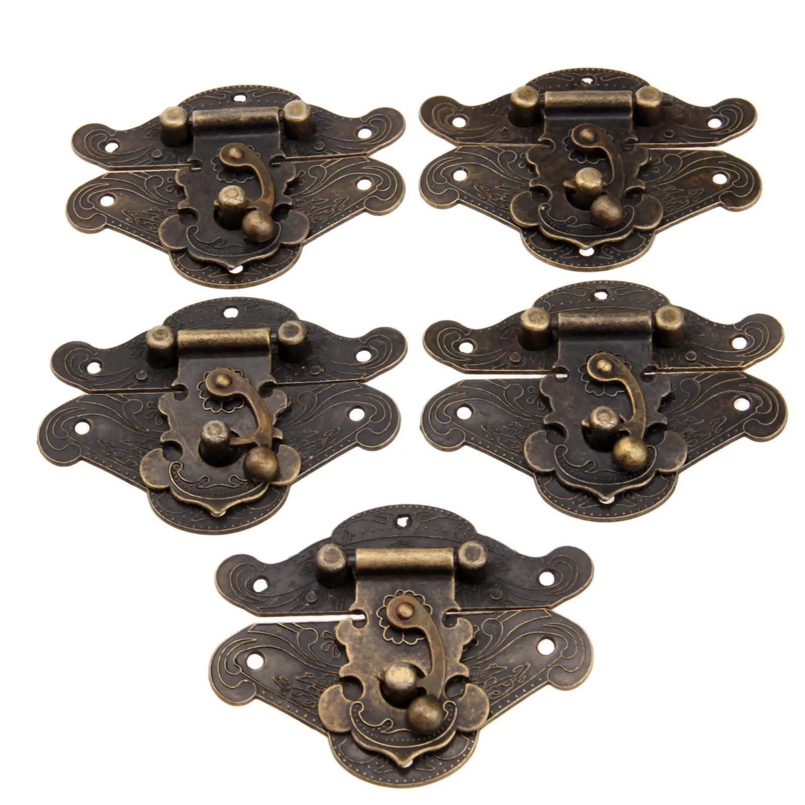 

5pcs Antique Jewelry Gift Box Wooden Wine Cases Hasps Latch Vintage Latches Suitcase Buckle Hasp 65/82mm