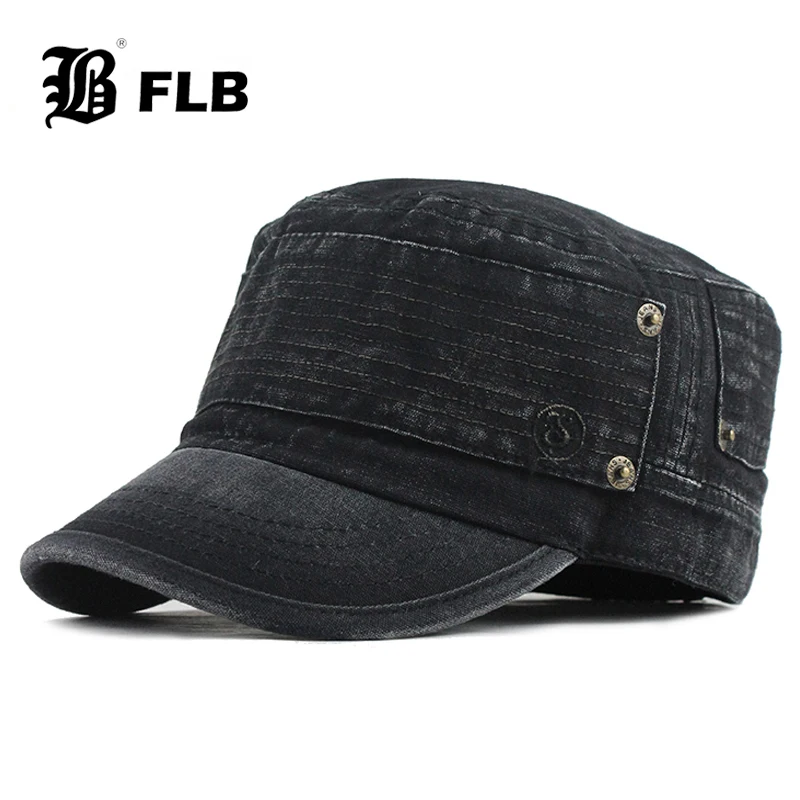 

[FLB] 2020 Classic Vintage Flat Top Mens Washed Caps Hat Adjustable Fitted Thicker Cap Winter Warm Military Hats For Men F395