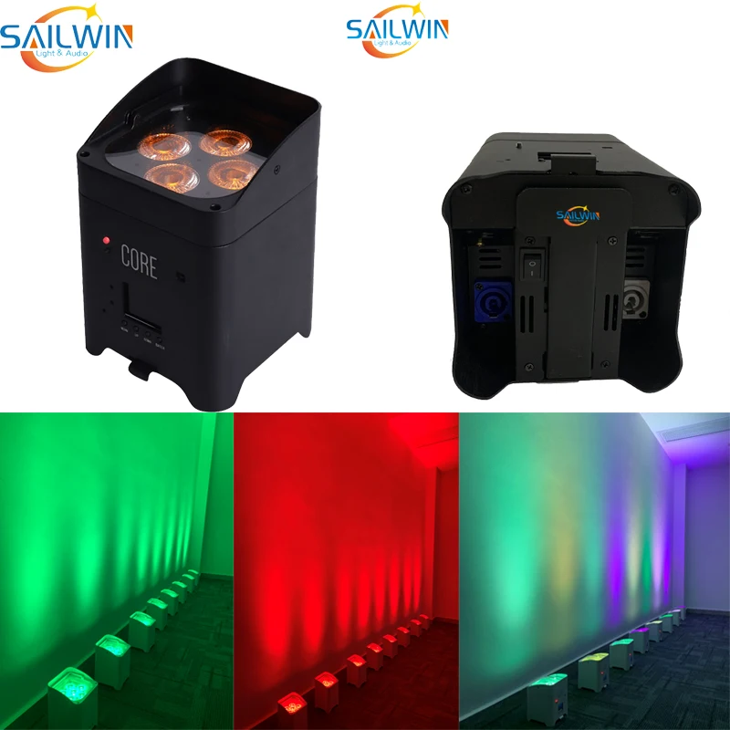 4X18 Вт 6 в 1 RGBAW + УФ 2 4G работает от аккумулятора беспроводное приложение Smart LED UPLIGHT DJ