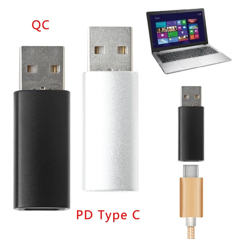 USB QC2 0 3 0 To PD Type C Female Charge Converter Adapter For Macbook X 2