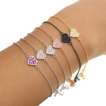 

925 sterling silver teen girl gift 17cm tiny cute 10mm cz heart charm minimal adorable young girl gift lovers heart bracelet