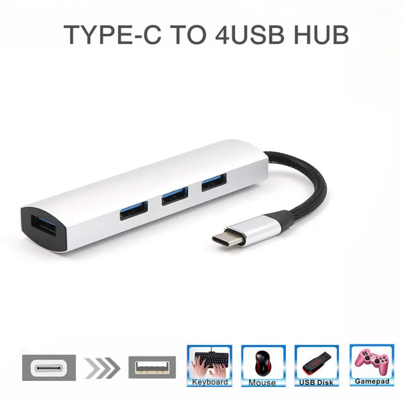 

4-port Ultra Slim USB Hub For Computer/ Cellphone Tablet Type-C 3.1 Adapters Support OTG Function For samsung huawei xiaomi
