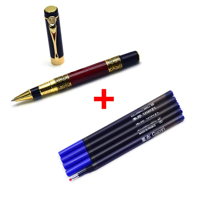 Guoyi A105 металлическая гелевая ручка в китайском стиле 1 шт./Лот. 0,5 мм перо. Для обучения, офиса, школы, канцелярские принадлежности, Подарочная роскошная ручка, шариковая ручка для бизнеса - Цвет: pen-5 blue ink