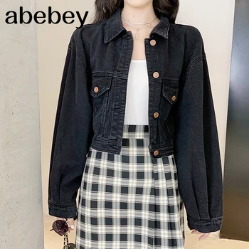 

Women Jeans Jackets short denim coat Solid Casual Loose Bomber Jacket Basic Outwear Streetwear Female Long Sleeve coat