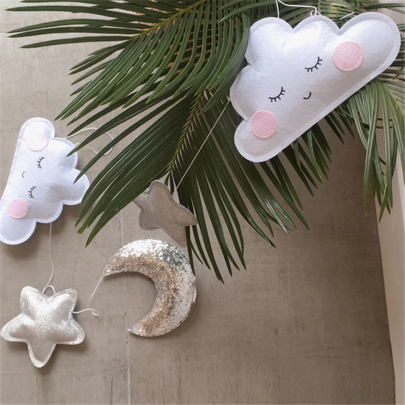 Скандинавская кроватка с облаками украшение для детской комнаты настенные