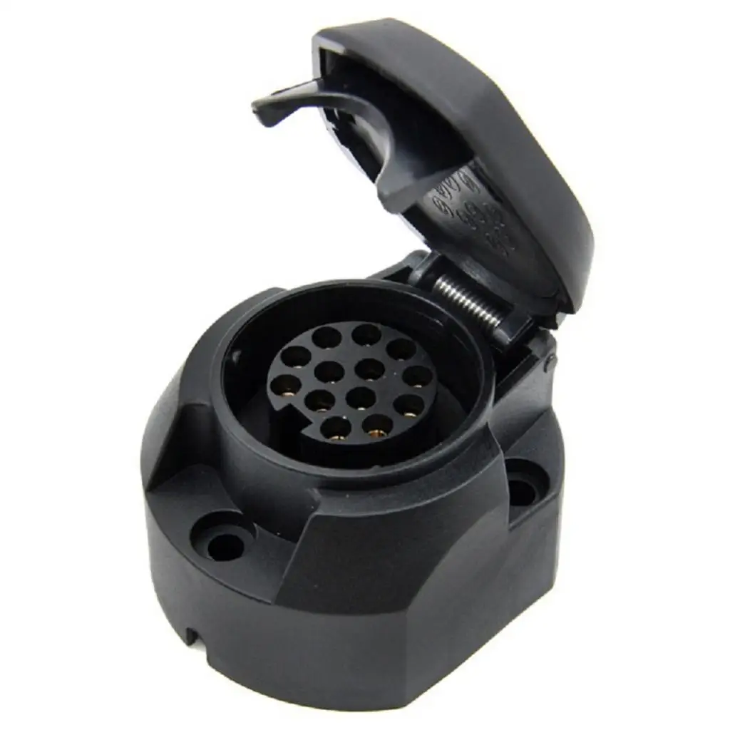 Round 13 Pin Female Socket Connector Dust Cap For Trailer RV Plastic Housing