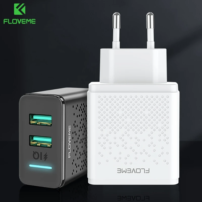 Зарядное устройство FLOVEME со светодиодной подсветкой и двумя USB портами 5