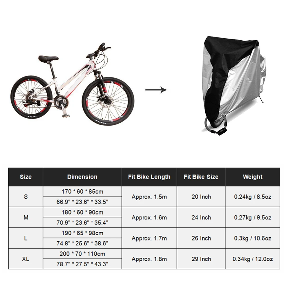 Bicycle Cover Sunshine Dustproof Bike Rain Cover Motorcycle Waterproof UV Protector Cover With Lock Hole For Scooter Bicycle