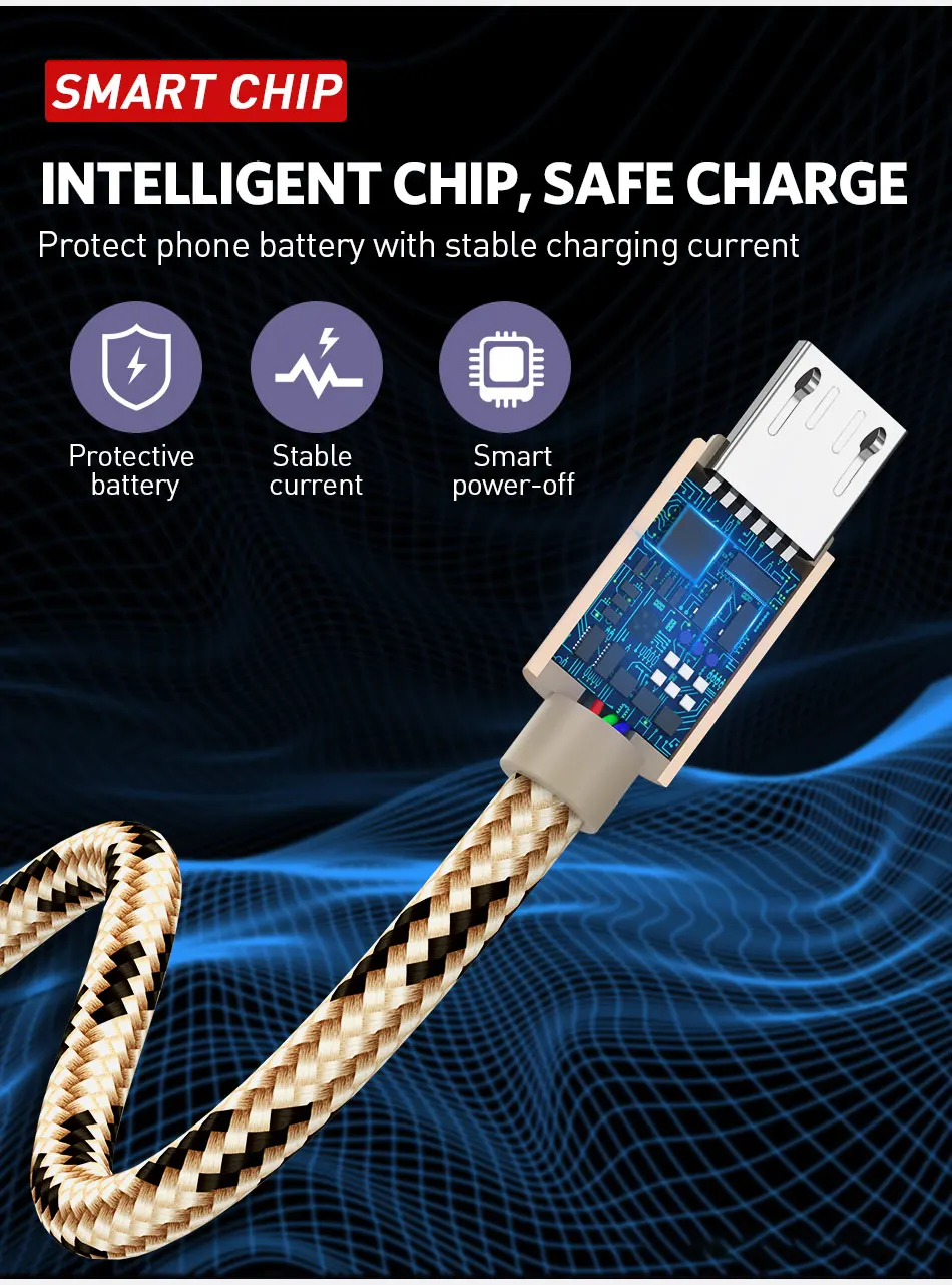 USLION Micro USB Cable for xiaomi redmi note pro 4x Fast Charge