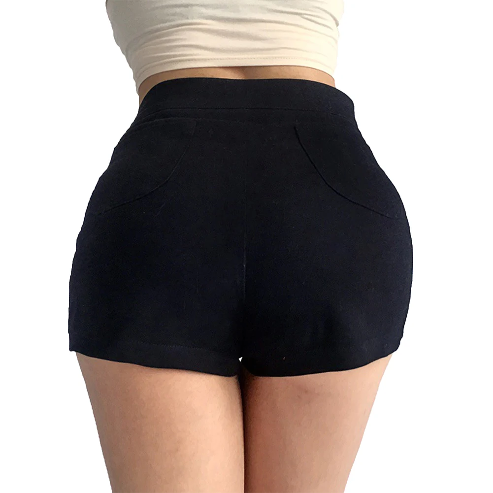 Breathable Ladies Vertical Stripes High Waist Shorts Girls Simple Style Sports Shorts Female Casual Short Trousers Clothes