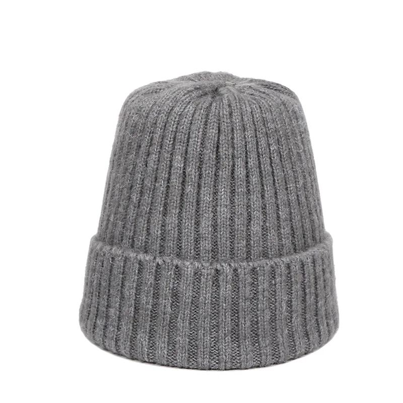 K Winter Solid Color Knit Wool Beanie for Children Fashion Casual Hat Warm Female Soft Thicken Hedging Cap Slouchy Bonnet Ski Cap - Цвет: K